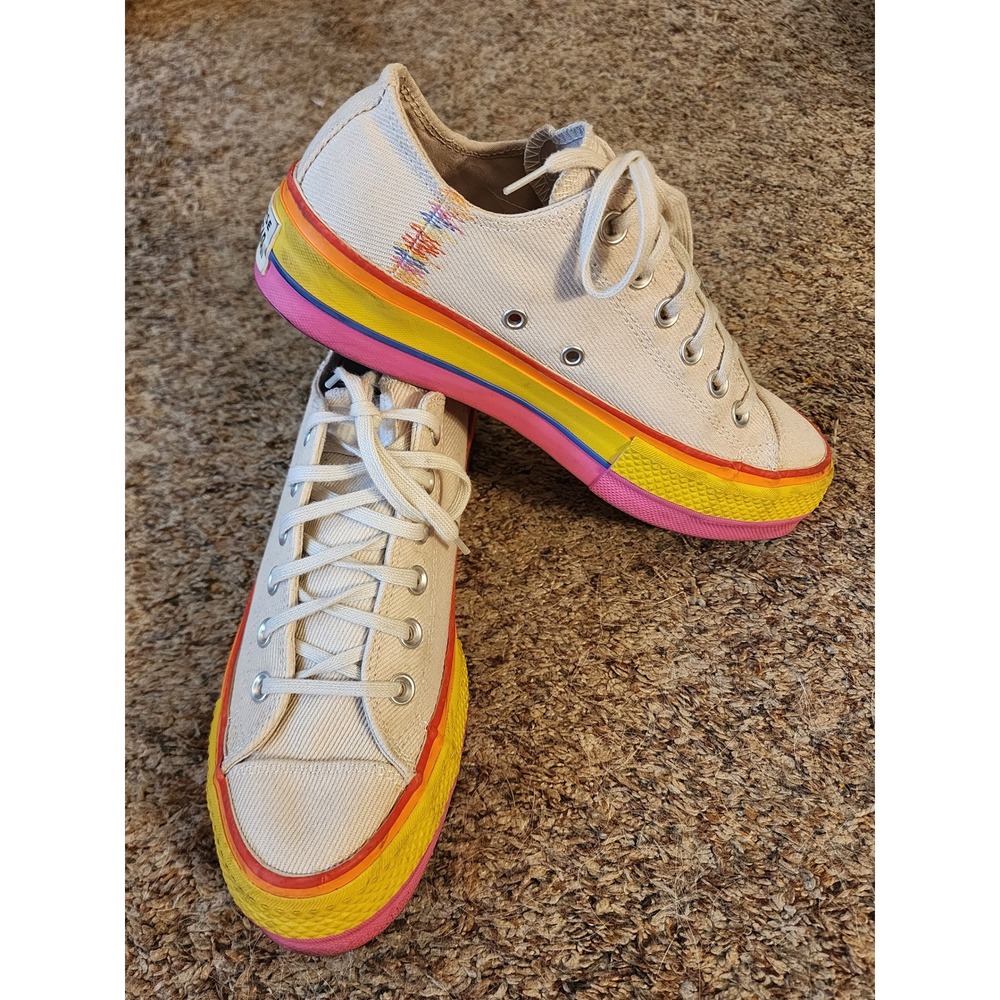 Converse Chuck Taylor All Star Lift Low Rainbow Vintage White W7.5 564992C